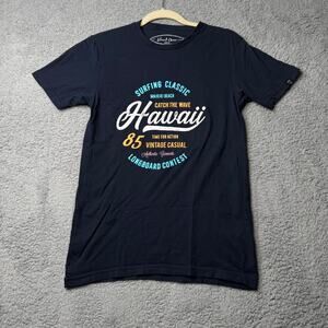 Vintage Surfing Classic Shirt Mens Small Blue Catch the Wave Hawaii Short Sleeve